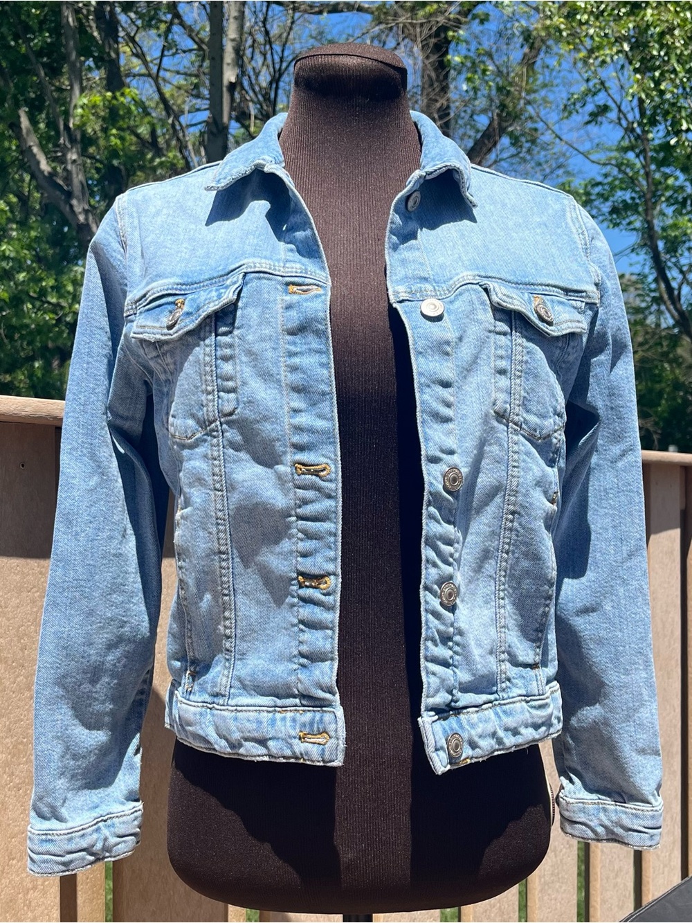 Zara Kids Stretch Denim Light Wash Jean Jacket Size 13-14 XL Women’s XS S
